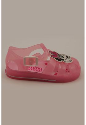 Sandale cu catarama si aplicatie cu Minnie Mouse
