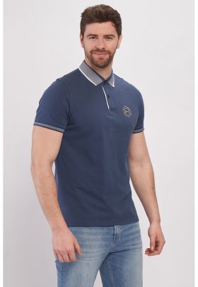 Tricou polo din material pique cu detalii contrastante