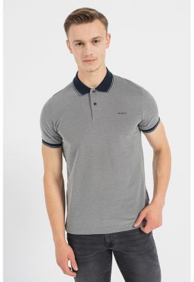 Tricou polo din material pique cu detaliu logo