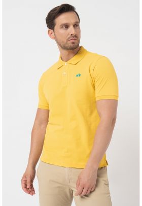 Tricou polo slim fit cu detalii brodate Ray