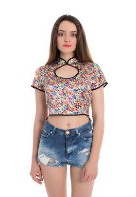 Bluza crop de satin Malvina