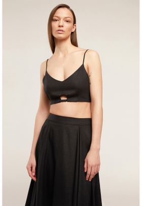 Bluza crop din in