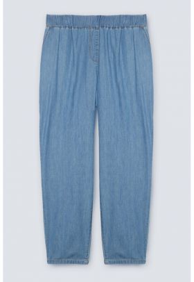 Pantaloni din chambray cu talie elastica