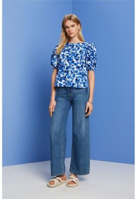 Bluza cu maneci scurte si imprimeu floral