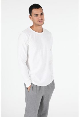 Bluza de bumbac cu decolteu la baza gatului