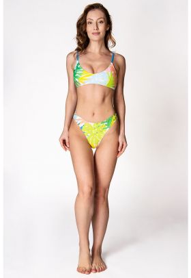 Costum de baie cu model tropical - 2 piese