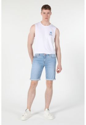 Bermude de denim cu talie medie