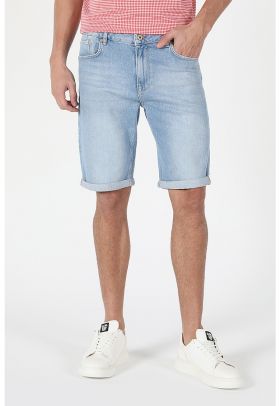 Bermude din denim cu aspect decolorat