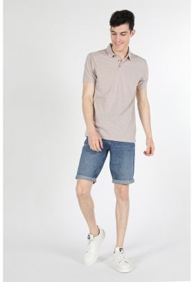 Tricou polo de bumbac cu model in dungi