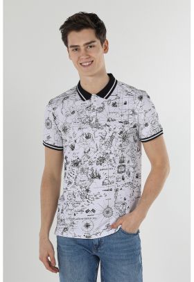 Tricou polo din bumbac cu model