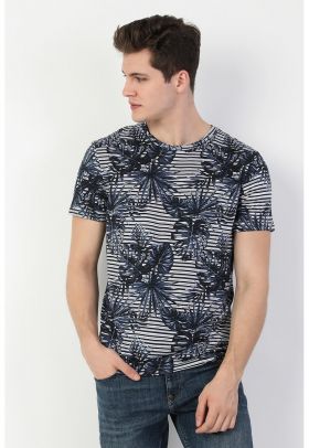 Tricou regular fit cu imprimeu tropical