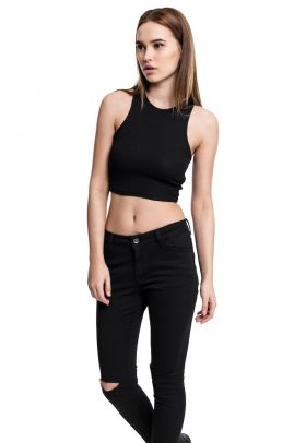 Top crop racerback cu aspect striat