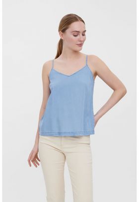 Top din chambray cu spate decupat