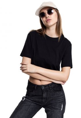 Tricou crop supradimensionat cu maneci cazute