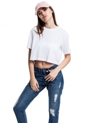 Tricou crop supradimensionat cu maneci cazute