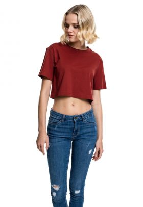 Tricou crop supradimensionat cu maneci cazute