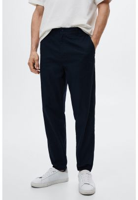 Pantaloni jogger din amestec de bumbac cu model uni