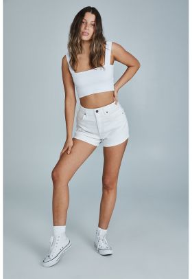 Pantaloni scurti de denim cu talie inalta