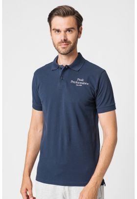 Tricou polo din pique cu logo brodat