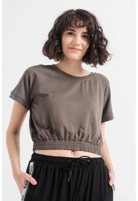 Bluza crop cu maneci raglan Have It All