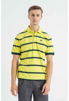 Tricou polo de bumbac cu dungi