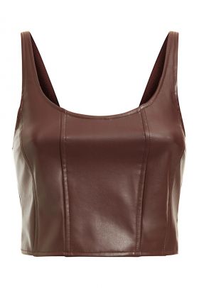 Top crop de piele ecologica