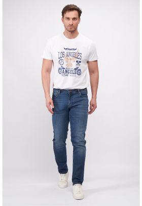 Blugi slim fit cu aspect decolorat