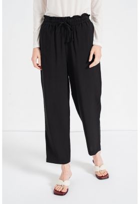 Pantaloni crop conici cu snur