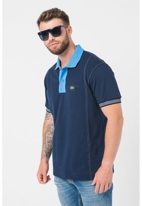 Tricou polo de bumbac cu detalii contrastante