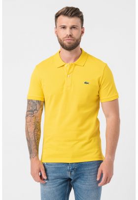 Tricou polo slim fit din material pique