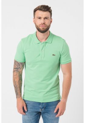 Tricou polo slim fit din material pique