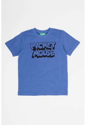 Tricou cu decolteu la baza gatului si imprimeu Mickey Mouse