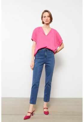 Blugi skinny cu talie inalta
