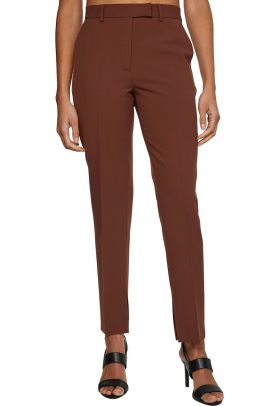 Pantaloni eleganti slim fit din amestec de lana cu slituri la glezne