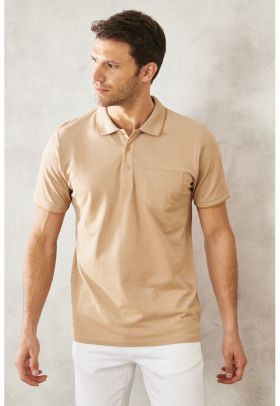 Tricou polo regular fit cu buzunar pe piept