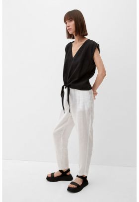 Bluza de in cu decolteu in V si nod frontal