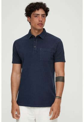 Tricou polo din bumbac cu buzunar pe piept