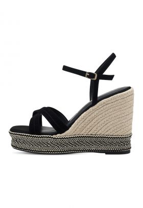 Sandale-espadrile de piele intoarsa cu platforma