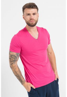 Tricou slim fit cu decolteu in V