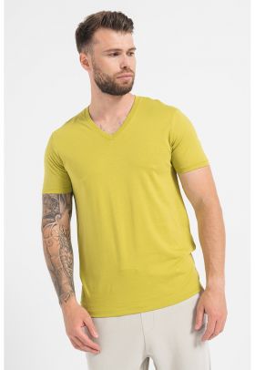 Tricou slim fit cu decolteu in V