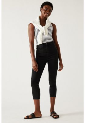 Blugi skinny trei sferturi - cu talie inalta
