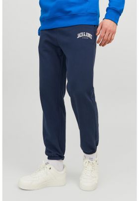 Pantaloni sport cu snur de ajustare si detaliu logo