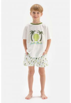 Pijama scurta din bumbac cu model grafic