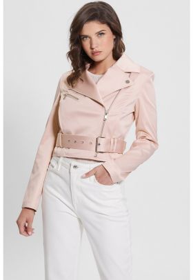 Jacheta biker crop satinata