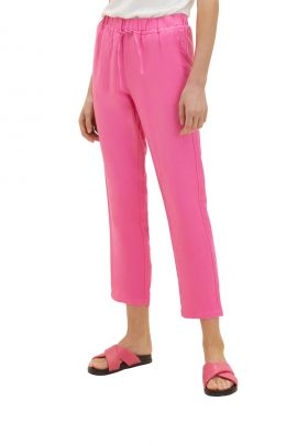 Pantaloni crop conici din amestec de in