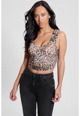 Top-corseta de plasa cu animal print