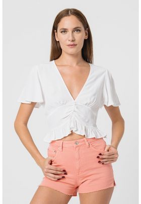 Bluza crop cu decolteu in V
