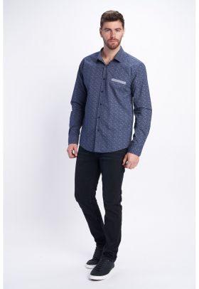 Camasa slim fit de bumbac cu model paisley