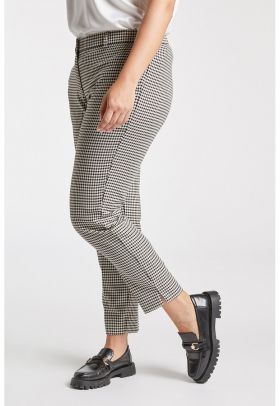 Pantaloni crop cu model houndstooth