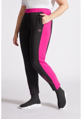 Pantaloni sport cu benzi laterale contrastate